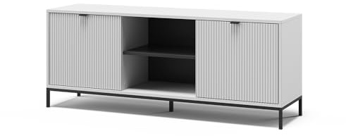 Vicco Lowboard Eliza, Weiß, 150 x 60 cm | mit 2 Türen, geeignet als TV-Lowboard für Geräte bis 65 Zoll
