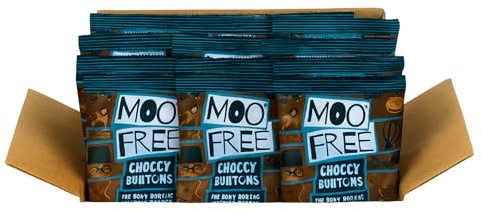 Moo Free Vegan Chocolate Gift Box Dairy Free & Gluten Free - Kids Sweets Treat Box Snacks – Chocolate Gift for Birthday, Halloween, Easter, Christmas (12 Pack, Chocolate Buttons)
