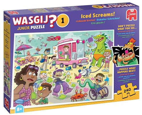 Wasgij Junior 1, Eiskalte Schrecken - 240-Teiliges Kinderpuzzle | Lustig, Farbenfroh & Knifflig – 240 Teile – FSC-zertifizierte Materialien – Geburtstagsgeschenk ab 8 Jahren