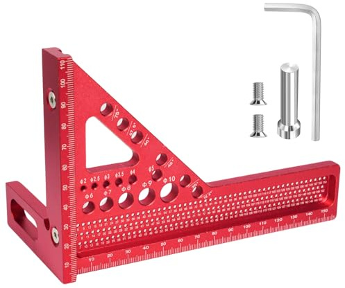 Flewdart Snickarvinkel 3d i metall Snickarvinkel Vinkelmätare Vinkelverktyg för snickeri Vinkel från 22,5-90 grader (Förlängd version på 8 mm)