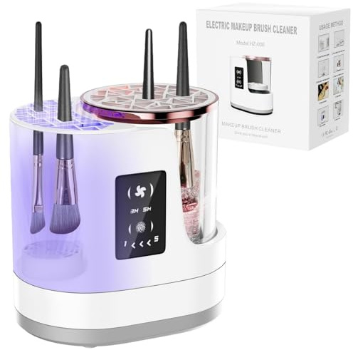 3 IN 1 Electric Makeup Brush Cleaner,Portable USB Deep Cleaning | for All Size Beauty Makeup Brush Set,Automatic Makeup Brush Cleaner with Makeup Brush Dryer,Blush Brush,Sponges White