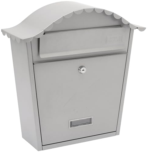 Burg-Wachter MB01FG French Grey Classic Wall Mounted Galvanised Steel Lockable Weatherproof Post Box - 36x37x13cm