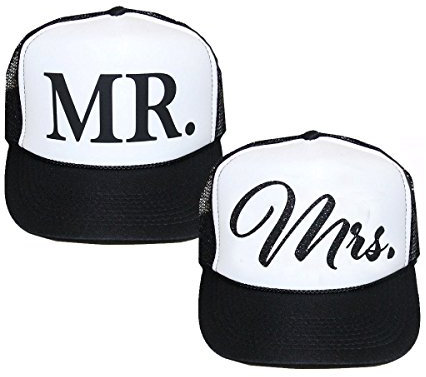 Classy Bride Mr. & Mrs. Trucker Mütze Set schwarz weiß