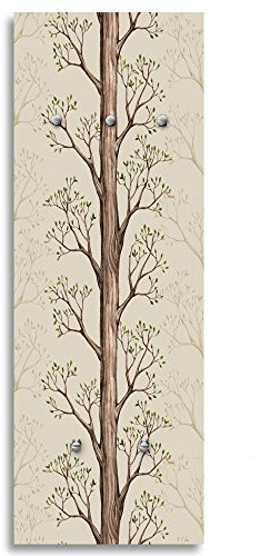 Feeby, Deco Panel Aufhänger, Kleiderhaken, Wandgarderobe, Garderobe, Wandecor Bilder mit hänger, 5 Haken, Baum, ÄSTE, BRAUN