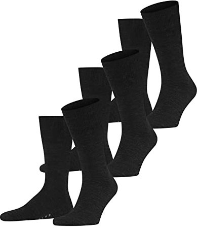 FALKE Herren Socken Airport Multipack M So Wolle Baumwolle einfarbig 3 Paar, Grau Anthracite Melange 3080, 45-46