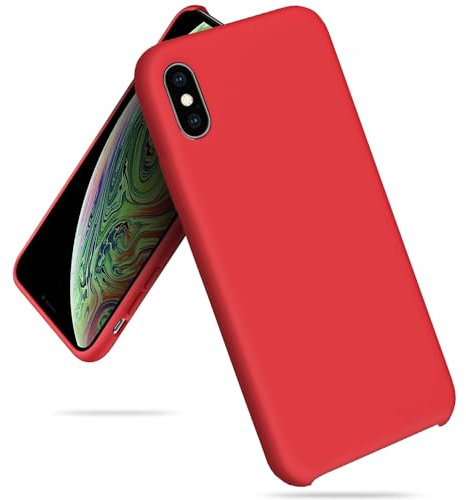 TUDIA TPU Silicone Case for iPhone X (2017) / XS (2018), Slim Shockproof Protective Cover - Red