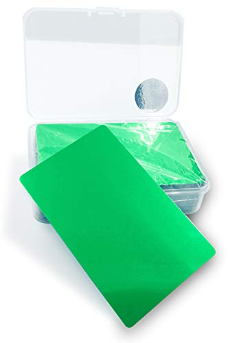 Ebamaz 100 Stück dünn Metall Business Visitenkarten 86X54X0,2mm Aluminium Legierung Plakette für Gravur (3,4 X 2,13X0,01 zoll, Grün, Blanko)