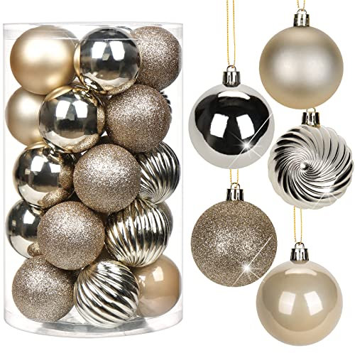 Boules de Noël décoration Sapin de Noël Lot de 30, 6CM/2.4 Boules Suspendues pour Sapin de Noël, pour Décoratives Vacances Fourniture De Fête De Mariage Maison Festival Décors, Doré Rose