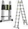 Mehrzweckleiter Aluminium Teleskopleiter, 5m(2,5m+2,5m) aluleiter Stehleiter Hohe Klappleiter,Anti-Rutsch leiter für Hausarbeit/DIY Anstrich/kletterndes Dach/Erreichen des hohen Platzes