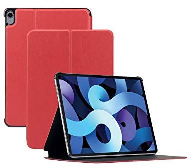 MOBILIS Coque de Protection Folio iPad Air 5 10.9 2022/iPad Air 4 10.9 2020, Smart Cover Étui Antichoc, Fonction Support, Veille/Réveil Automatique, Aspect Cuir, Rouge