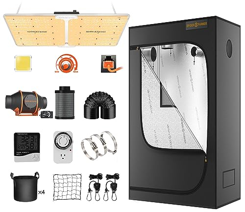 SPIDER FARMER Growbox - Set Completo SF2000, Lampada a LED per Piante a Spettro Completo, dimmerabile, Samsung LM301B, Kit Completo 60 x 120 x 180 cm, Hydroponics 1680D Grow Tent Homebox