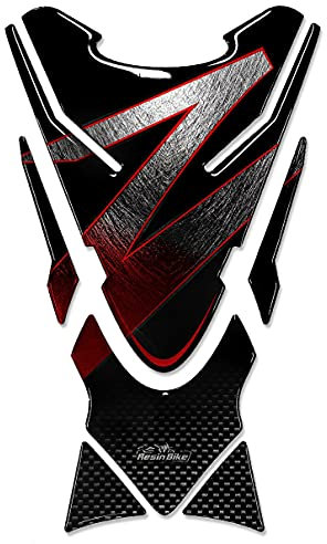 Resin Bike Adesivi Moto Compatibile con Kawasaki Z750 e Z1000. Protezione Paraserbatoio da Urti e Graffi. Adesivo Resinato con Effetto 3D per Serbatoio Serie Z - Rosso Metal