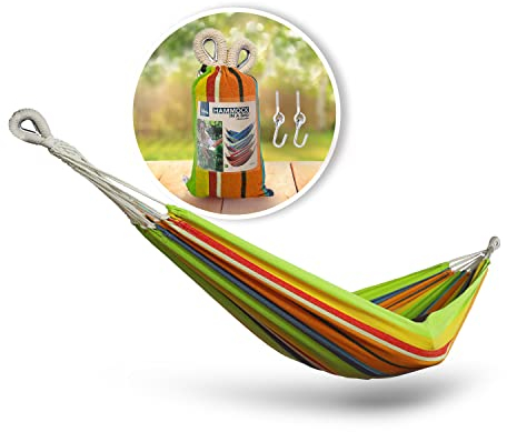 Bliss Hammocks BH-400-GC Hängematte in einer Tasche, für Camping, Wandern und Outdoor, tragbar, langlebig, umweltfreundlich, unterstützt bis zu 100 kg, Guacamole Streifen