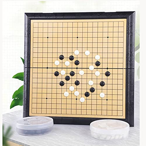 QIFFIY Go Board Game Set Foldable Magnetic Board with Magnetic Chess Pieces and 2 Storage Bowls, Go Game for 2 Adult Players