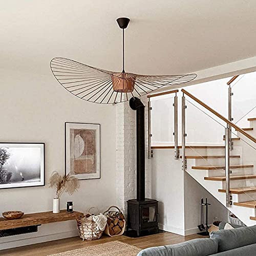 GLZXMQBP Suspension Rétro Vertigo Salon Lustre, Lampe Suspension Rétro Vertigo Lustre Fibre De Verre + Polyuréthane De Chapeau Design, Hauteur De La Lumière Réglable E27,Café,200CM