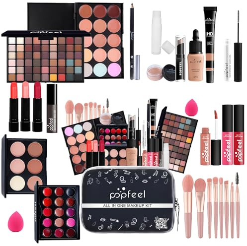 KARUIZI Makeup Kit All-in-one Makeup Gift Set for Women Full Kit, Eyeshadow Palette, Lip Gloss Set, Lipstick, Blush, Foundation, Concealer, Mascara, Eyebrow Pencil,Include Makeup Brush Set