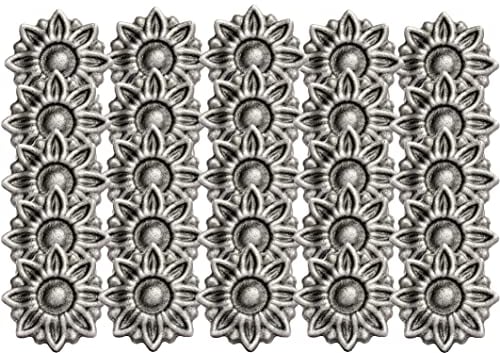 UHRIG 25x Kleine Blüten Ø 56mm, massiver Stahl, Zierblumen aus Gusseisen, Eisen-Kunst Ornament für Schmiedeeisen Geländer, Fenstergitter, Zaun uvm.