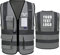 6XL 7XL 8XL sicherheitsweste grau Personalisierte bedruckbare Warnweste aufdruck mit Text oder mehrfarbigem Logo und Mehreren Taschen, Warnschutz Arbeitsweste Sicherheitsweste mit bedruckbare