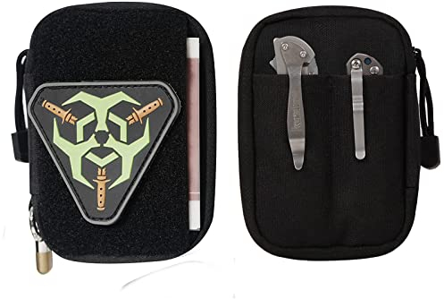 EDC Pouch mit Patch-Bereich,Kleine EDC Tasche mit Klettfläche für DIY,Kleine EDC Pocket Organizer Tool Tasche,Nylon Multitool EDC Rucksack-Zusatztasche für kleine Werkzeuge(TK03)