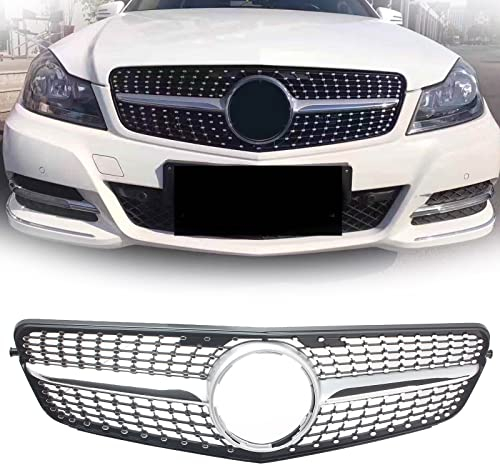 FINMOKAL Chrom-Silber-Diamant-Kühlergrill passend für Mercedes-Benz W204 C300 4-Türer 2007-2014