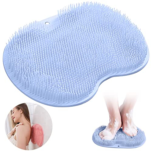 Rutschfestes Silikon Massagepad, Rückenschrubber, Massager-Reiniger mit rutschfesten Saugnäpfen, Peeling Massagegerät für den Rücken - Reinigt, Peeling, Massiert Ihre Rücken (blau)