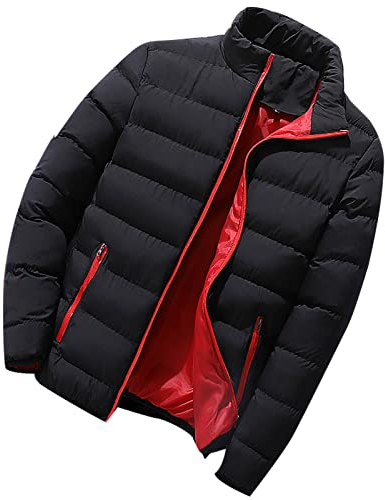 HAOLEI Mens Coats and Jackets Winter Sale Clearance,Lightweight Down Puffer Jacket Stand Collar Bubble Coat Slim Fit Casual Solid Jacket Warm Windbreaker Outwear Coats for Men UK Size 10-22
