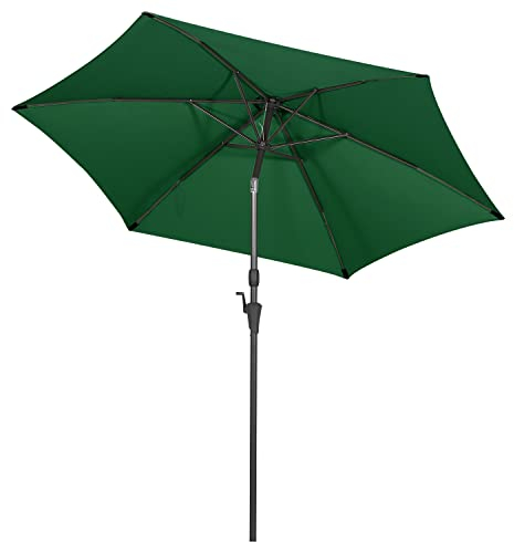 Sekey Sombrilla de 270 cm con manivela e inclinación para coche, sombrilla de mercado para terraza, balcón y jardín, resistente al viento, estable UPF 50+, verde, redonda