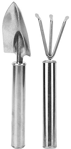 Udavivi Kleines Gartenschaufel-Rechen-Grabwerkzeug-Set aus Edelstahl für Gartenarbeit, Pflanzen, Umpflanzen, Bodenbearbeitung usw