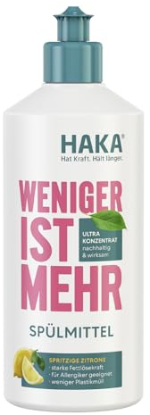 HAKA Spülmittel Spritzige Zitrone, Handgeschirrspülmittel mit Fettlöse-Booster, für sauberes Geschirr, Allergiker freundlich, vegan, 475 ml