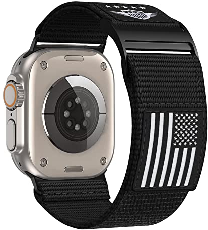 Correa de nailon resistente compatible con Apple Watch Band de 49 mm, 45 mm, 44 mm, 42 mm, correa de repuesto ajustable suave para Apple Watch Ultra iWatch Series 8/7/SE/6/5/4/3/2/1, bandera de