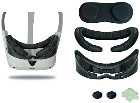 HMHAMA Soporte de Interfaz Facial VR con Almohadilla de Espuma de Poliuretano para PICO4, con Cubierta de Lente y Tapa basculante y toallitas para Gafas