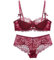 Necalisi Bras Wine red Lingerie for Women Floral Lace Bra with Embroidery Bra with Half Cup Bra and Knickers Set (Underwire Lingerie Set) deep Plunge Bra 85C
