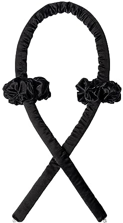 LILYSILK 100% Maulbeerseide Bezug & Gefüllte Hitzeloses Locken-Set - Übernacht-Haarwickler für weiche Locken, Lockenstäbe Kopfband, keine Hitze-Haarwickler mit 2 Maulbeerseide Haargummis, Schwarz