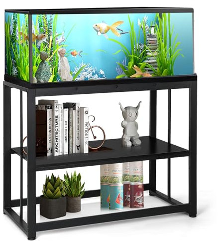 VOWNER Aquarium-Ständer aus Metall, 93 x 47 x 74,9 cm, robuster Reptilien-Tankständer, verstellbares 2-stöckiges Aquarium-Regal für Zuhause, Büro, Tank nicht im Lieferumfang enthalten, Schwarz