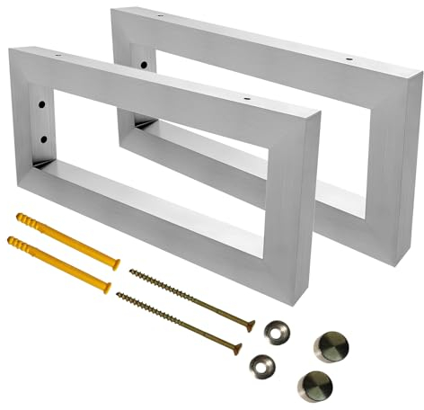 CAVATINY 2X Wand-Konsole RECHTECK | Waschtisch-Halterung stabil | Einfache Wand-Montage | Regal-Halter aus 304 Edelstahl | Konsolen-Träger für Waschbecken & Wand-Regal ( Breite 350mm )