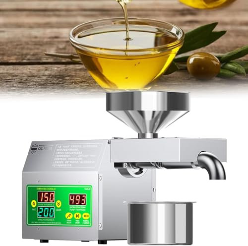 URJWAN Presse à Huile, Presse à Huile Automatique 820 W, Acier Inoxydable De Qualité Alimentaire, avec Chauffage Haute Puissance Et ContrôLe Intelligent IntéGré