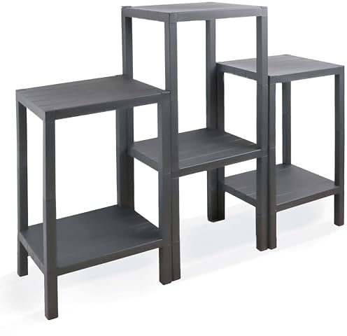 DIVCHI Beistelltisch mit 6 Ebenen, Nachttisch, Couchtisch, Aufbewahrung, Nachttisch, Büro, Wohnzimmer, Schlafzimmer, kleiner schmaler Raum, Sofatisch (grau)