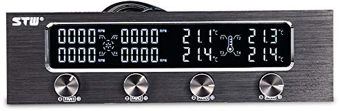 YIWENG Moniteur de ventilateur,STW Multi-Function PC CPU Contrôleur de ventilateur à 4 canaux Régulateur de vitesse Régulateur LCD Refroidissement Panneau avant