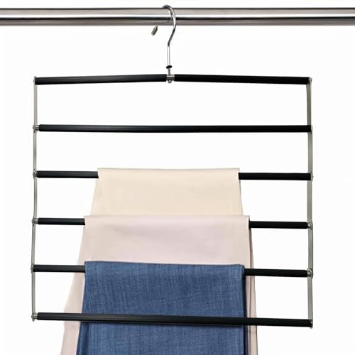 Loputon Hosenbügel, Hosenbügel Platzsparend, Faltbare rutschfest Hosenständer aus Edelstahl, Multifunktionaler Kleiderschrank-Organizer, Bietet Platz für Mehrere Hosen, Jeans, Schals, Schwarz