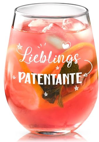 Joymaking Weinglas mit Spruch - Lieblingspatentante, Patentante Geschenk, Beste Patentante Geschenk, Weinglas Patentante, Geschenk für Patentante zum Geburtstag Weihnachten Muttertag 17oz