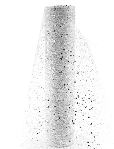 alwaiiz Tüllstoff, 30cm x 9m Tüll Silber, Weich und Zart Glitzer Tüll für Tischdekoration, Hochzeiten und Kunsthandwerk