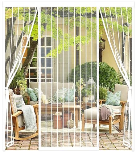 Zanzariera Magnetica per Porta, 150x220CM Tenda Calamita Zanzariere, Anti-zanzare Anti-insetti, Si Chiude da Sola, Tenda Anti Mosche per Balcone, Terrazzo Doppia Apertura Laterale (Bianco)