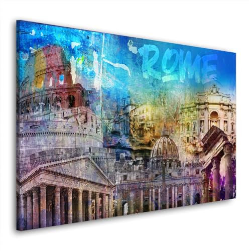 Rom Pop Art Wahrzeichen Wandbild Leinwandbild Kunstdruck XL Wanddeko Größe 60x40x2cm