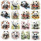 AHANDMAKER 12 Blatt Panda Abziehbilder Zum Aufreiben Zum Basteln Panda Und Blumen Rubbel Transferaufkleber Panda Transfers Tier Rubbelaufkleber Aufkleber Für Glas Holz Papier Möbel Home Decor 5.5x5.5