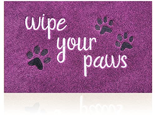 HLFMVWE Front Door Doormat Entrance Mats - Wipe Your Paws, Durable Non Slip Rubber, Resist Dirt, Funny Dog Mat - Purple