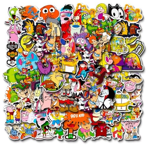 90s Cartoon Stickers 100PCS Vinyl Waterproof Stickers for Laptop,Bumper,Skateboard,Water Bottles,Computer,Phone,Cartoon Anime Stickers for Kids Teens Adult