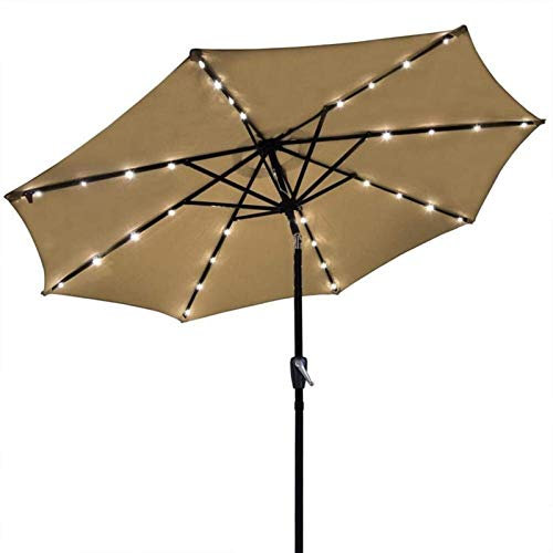 NSTVVEE Gartenschirm Neuer Sonnenschirm Sonnenschirm Gartenschirme Solarlichtschirm Marktterrasse Outdoor LED-Schirme Selbstaufladender LED-Gartenschirm 3 M, ohne Sockel