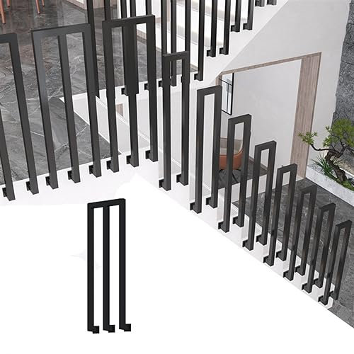U/M-förmiger Handlauf für Außenstufen, Treppengeländer, schwarzes, quadratisches, seitlich montiertes Geländer aus Schmiedeeisen für Gartenhäuser, Terrassenbeläge, Balkone, drinnen und draußen (Farb