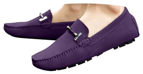 ticticlily Mocassini Estivi Uomo Suede Casual Eleganti Comodi Comfort Slip On Loafers B Viola 43 EU