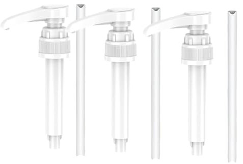 3 Stück Sirupspender Dosierpumpe, Vital Drink Erstazpumpe, Lebensmittelecht Pumpaufsatz für 500ml/750ml Sirup Flasche (Weiß)
